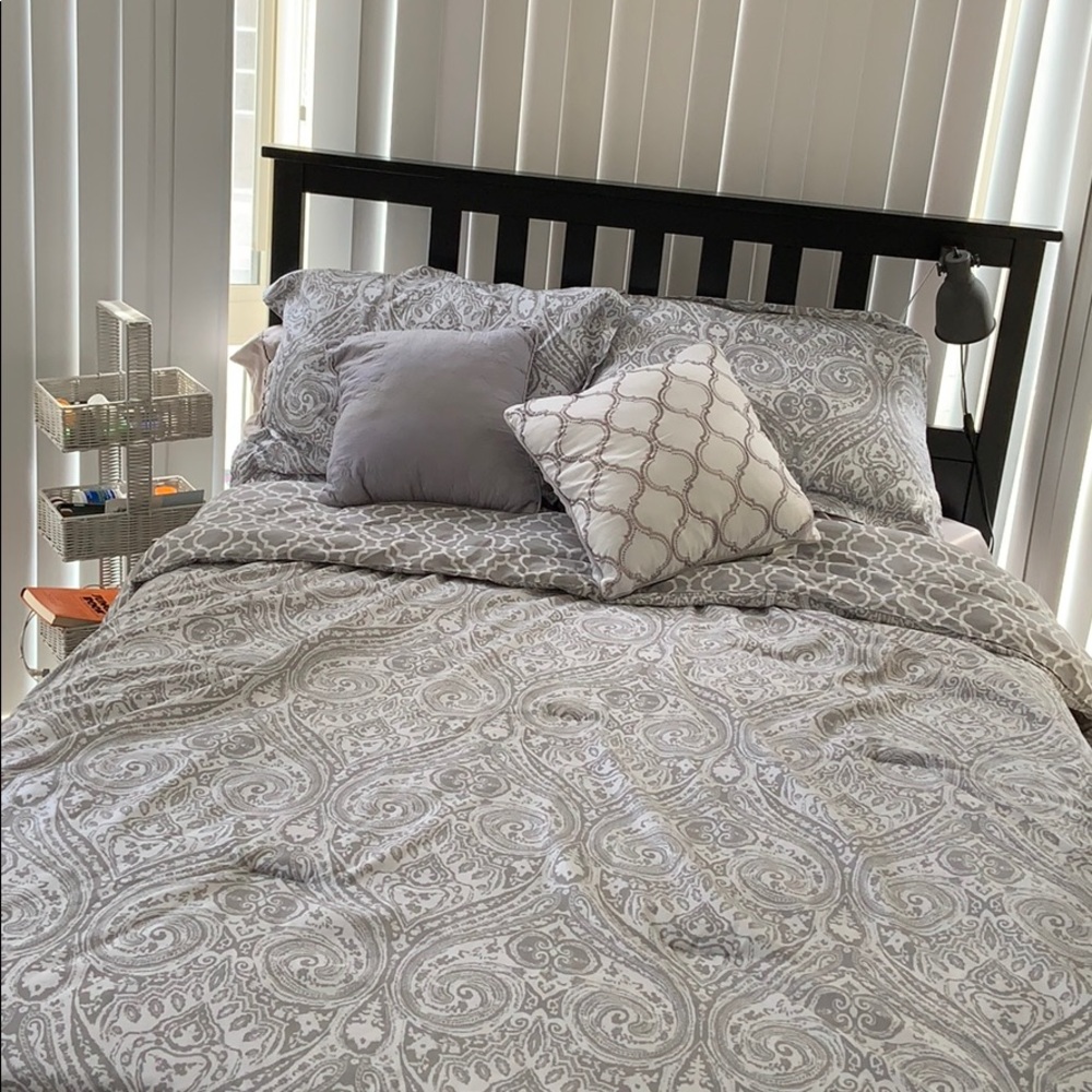 Grey and White Comforter Set Queen